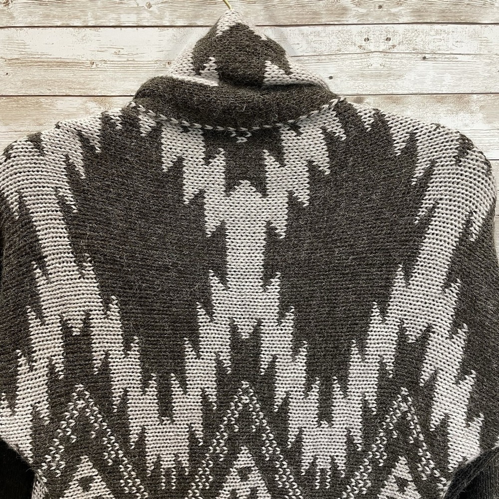 Hannah Womens L Sweater Open Cardigan Gray Southwestern Aztec Scarf Collar - Picture 10 of 10
